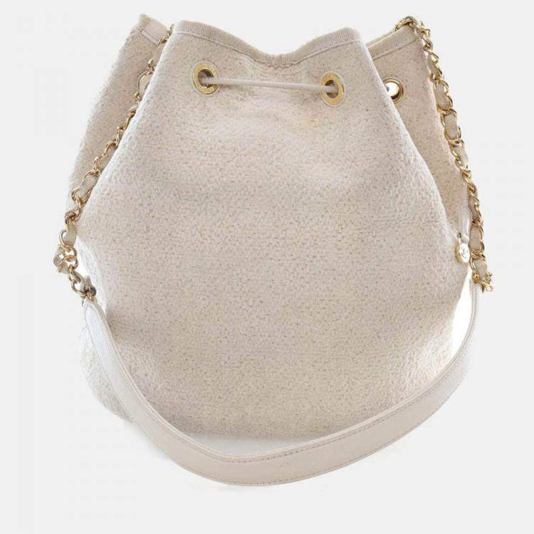 Pre Owned Chanel Small Tweed Deauville Bucket Bag