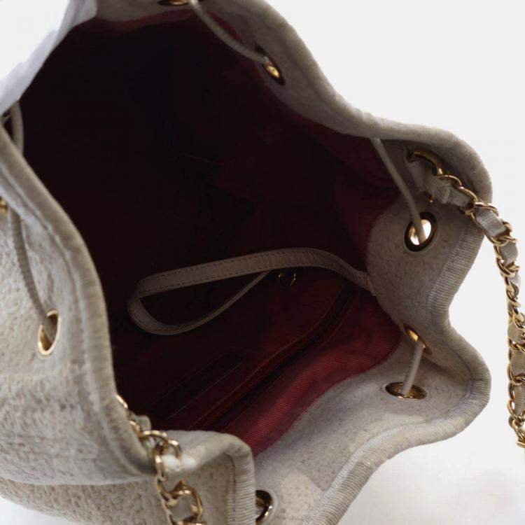 Pre Owned Chanel Small Tweed Deauville Bucket Bag