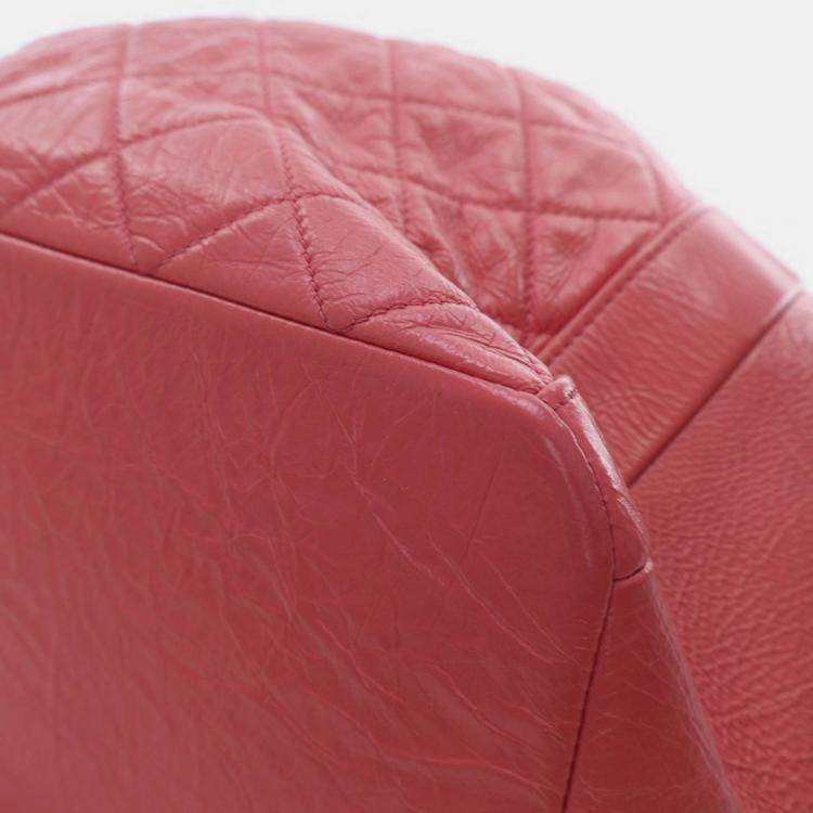 Pre Owned Chanel Vintage Pink Shiny Calfskin Drawstring Bucket Bag