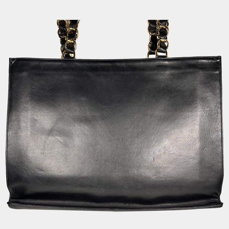 Pre Owned Chanel Vintage Leather CC Quilted Tote