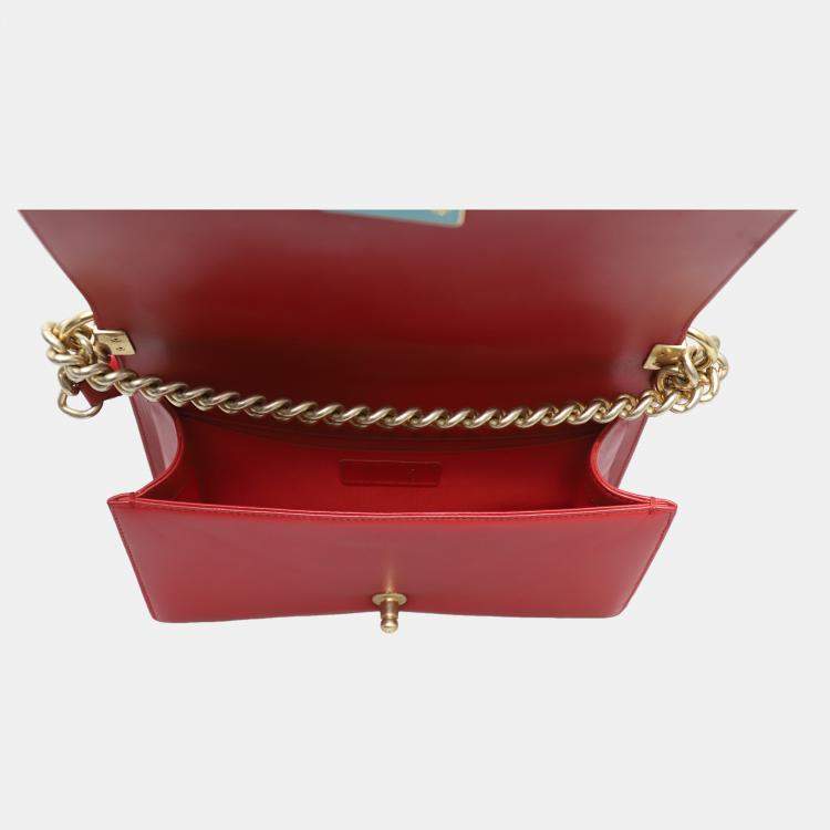 Pre Owned Chanel Old Medium Lambskin Boy Bag