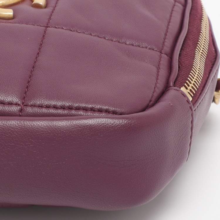 Pre Owned Chanel Purple Leather Diamond CC Chain Clutch