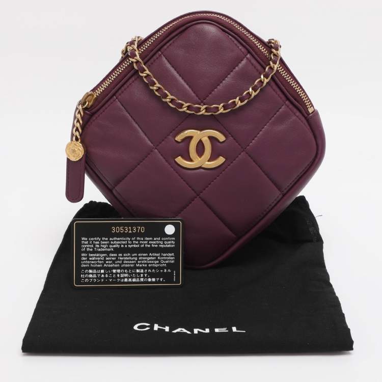 Pre Owned Chanel Purple Leather Diamond CC Chain Clutch