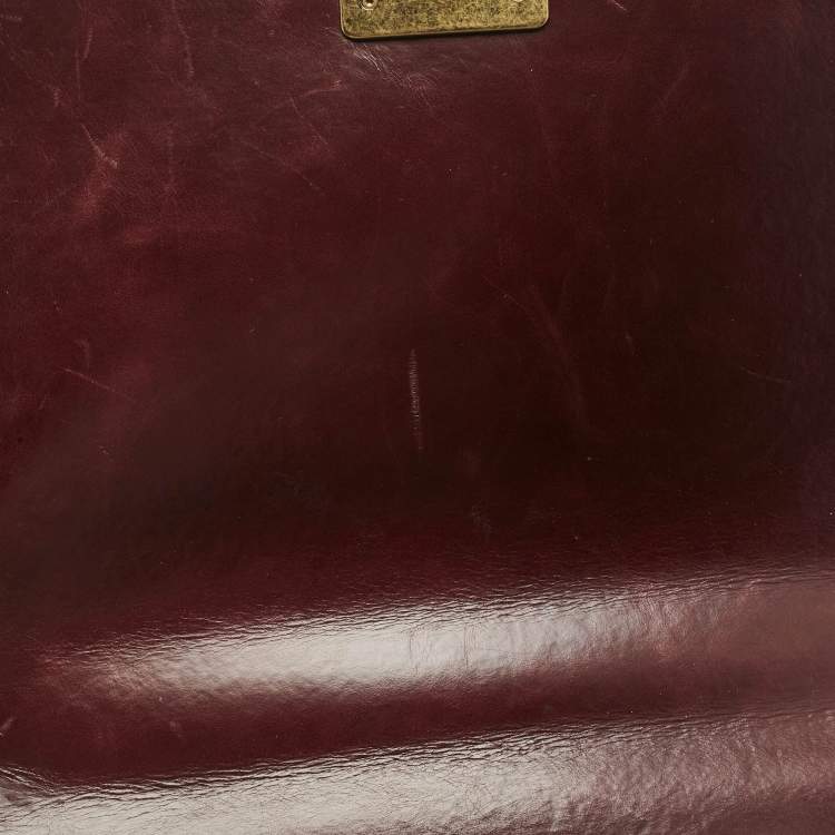 Pre Owned Chanel Navy Burgundy Quilted Leather New Medium Boy Paris- Salzburg Flap Bag
