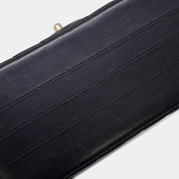 Pre Owned Chanel Chevron Mini Chain shoulder Bag Black Lambskin Size 18