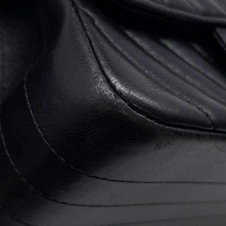 Pre Owned Chanel Chevron Mini Chain shoulder Bag Black Lambskin Size 18