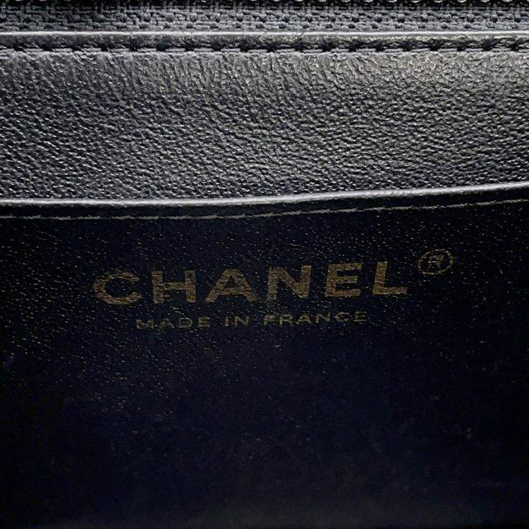 Pre Owned Chanel Chevron Mini Chain shoulder Bag Black Lambskin Size 18