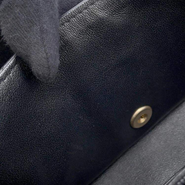 Pre Owned Chanel Chevron Mini Chain shoulder Bag Black Lambskin Size 18