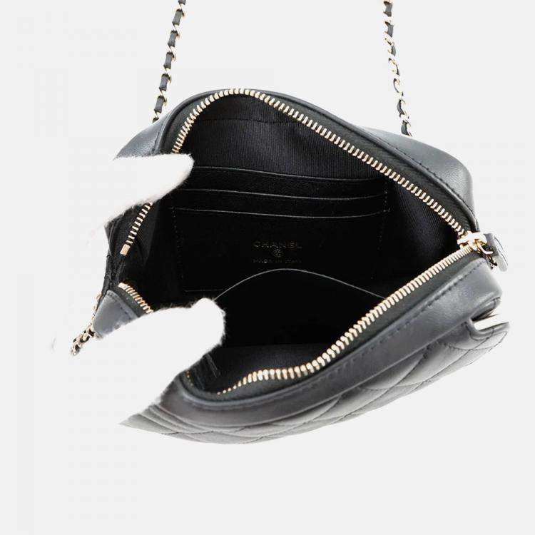 Pre Owned Chanel Matelasse Black/White Lambskin Chain Clutch Bag