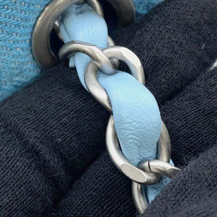 Pre Owned Chanel Matelasse Blue Denim Mini Chain Shoulder Bag