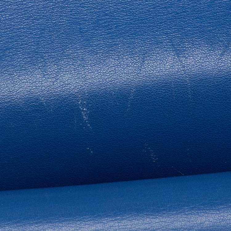 Pre Owned Chanel Navy Blue Iridescent Patent Leather Classic Jumbo Double Flap Bag