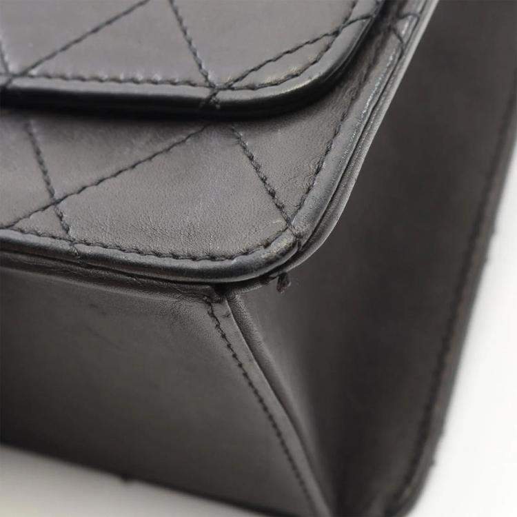 Pre Owned Chanel Flap Black Lambskin Shoulder Bag