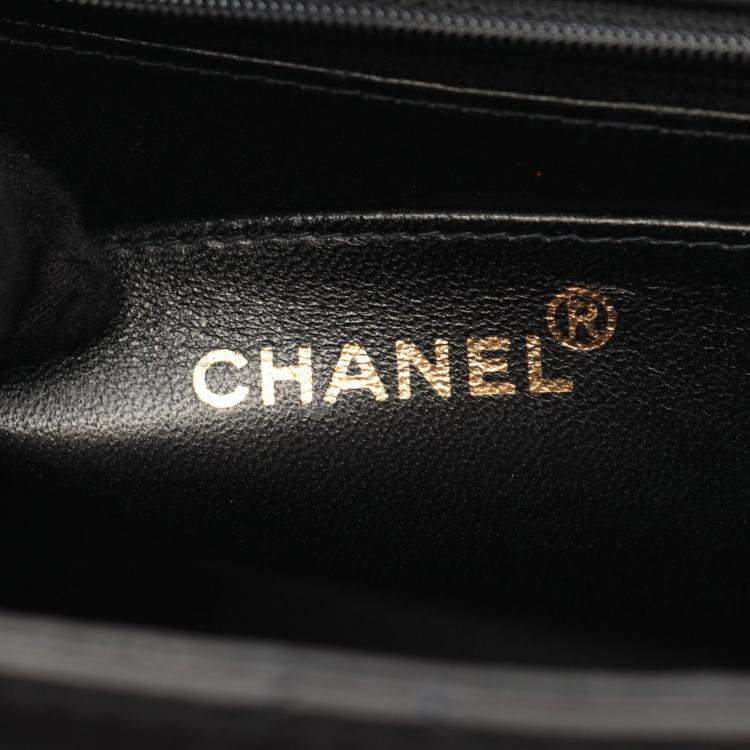 Pre Owned Chanel Flap Black Lambskin Shoulder Bag