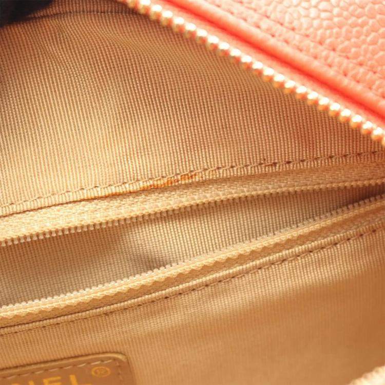 Pre Owned Chanel Cc Logo Matelasse Handbag Calfskin Orange  Coco Mark