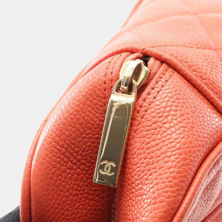Pre Owned Chanel Cc Logo Matelasse Handbag Calfskin Orange  Coco Mark