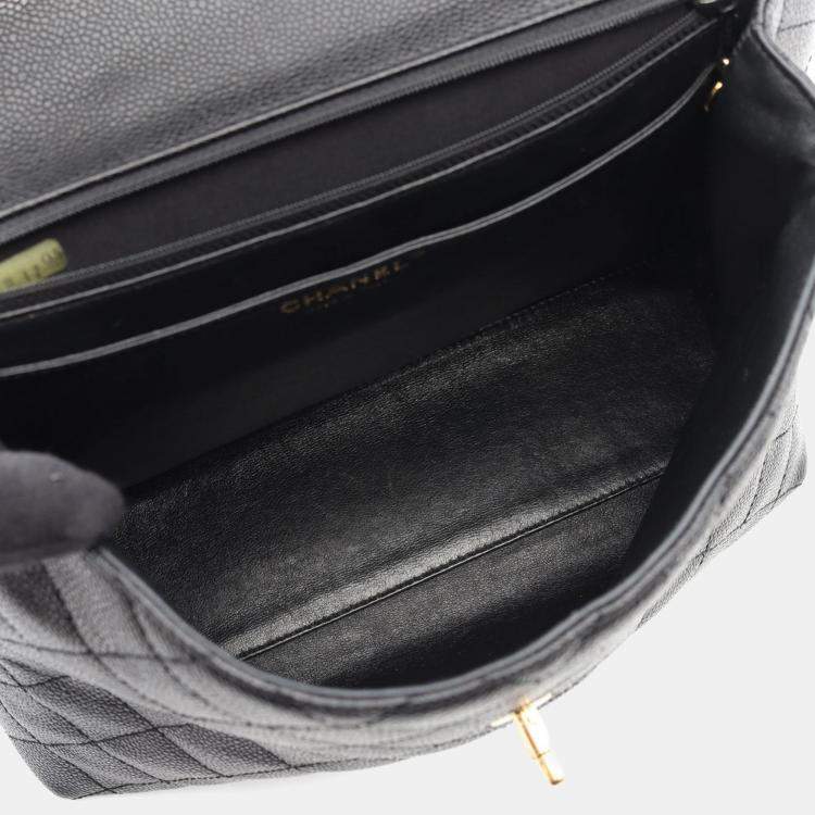 Pre Owned Chanel Kelly Black Calfskin Shoulder Bag