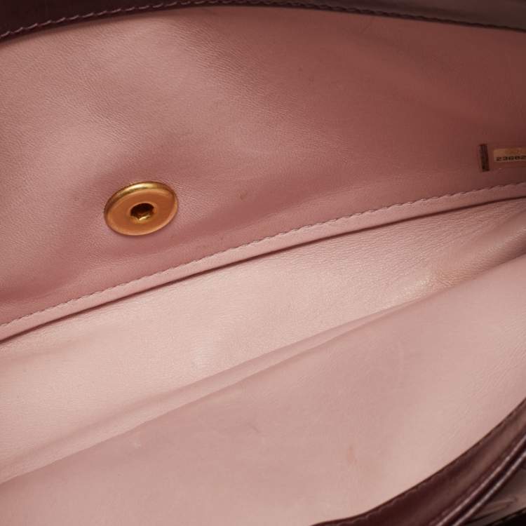 Pre Owned Chanel Burgundy Quilted Leather Small Straight Line Flap Bag