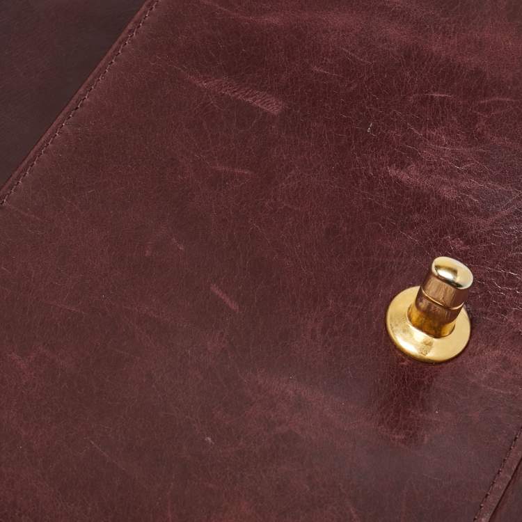 Pre Owned Chanel Burgundy Quilted Leather Small Straight Line Flap Bag