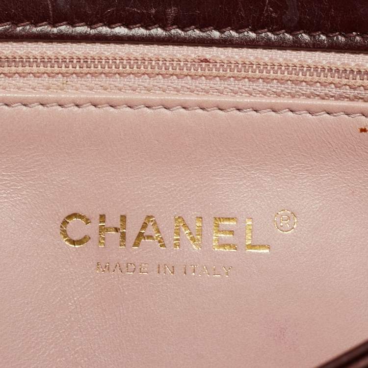 Pre Owned Chanel Burgundy Quilted Leather Small Straight Line Flap Bag
