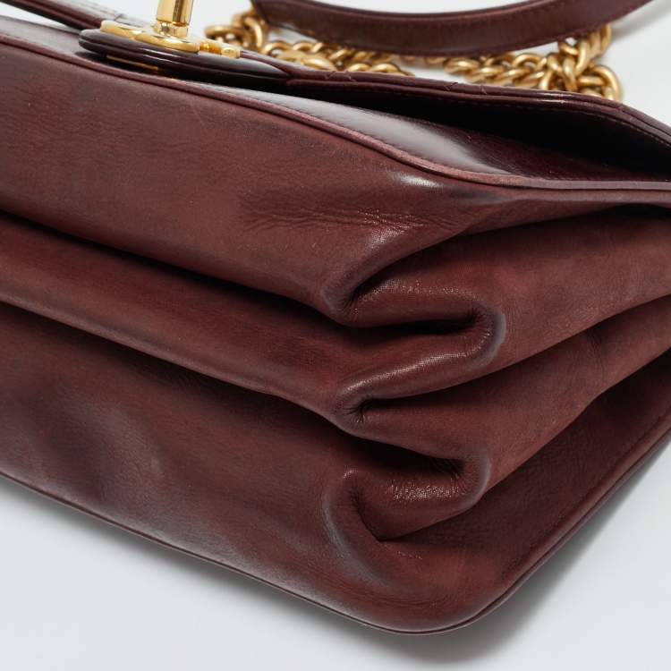 Pre Owned Chanel Burgundy Quilted Leather Small Straight Line Flap Bag