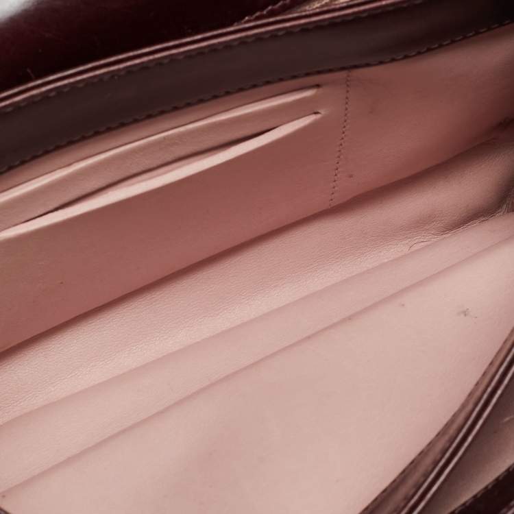 Pre Owned Chanel Burgundy Quilted Leather Small Straight Line Flap Bag