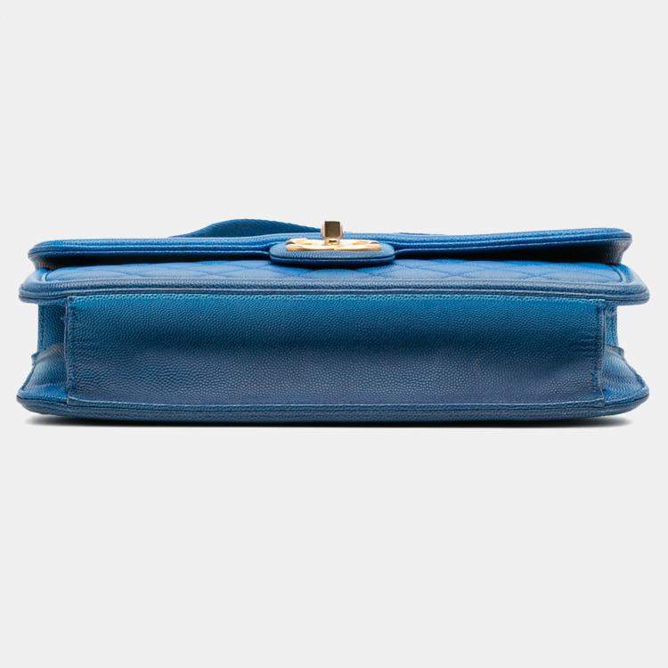 Pre Owned Chanel Blue Medium Quilted Caviar Sunset On The Sea Flap Bag