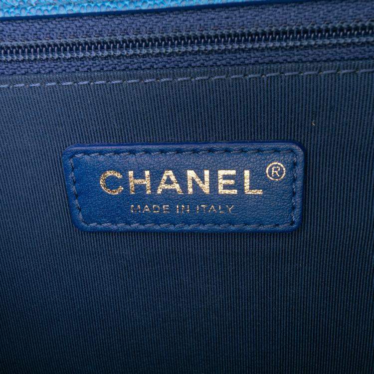 Pre Owned Chanel Blue Medium Quilted Caviar Sunset On The Sea Flap Bag
