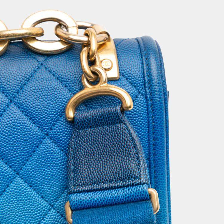 Pre Owned Chanel Blue Medium Quilted Caviar Sunset On The Sea Flap Bag