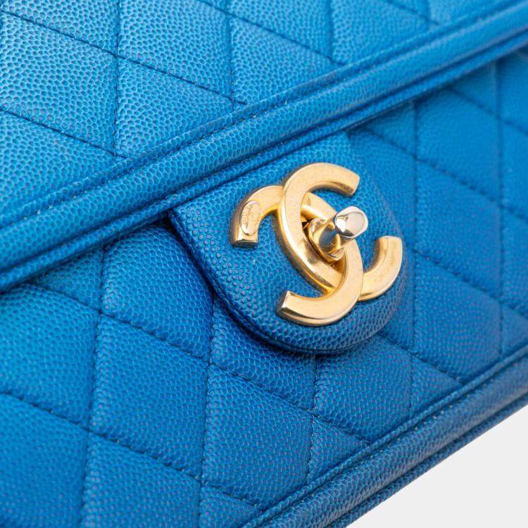 Pre Owned Chanel Blue Medium Quilted Caviar Sunset On The Sea Flap Bag
