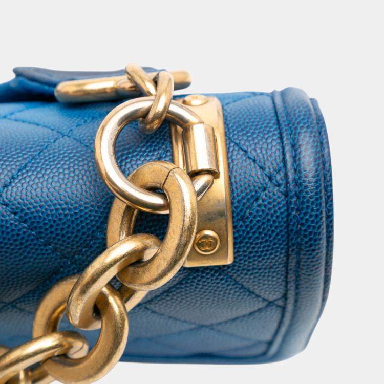 Pre Owned Chanel Blue Medium Quilted Caviar Sunset On The Sea Flap Bag