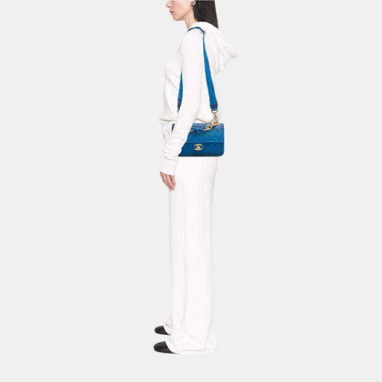 Pre Owned Chanel Blue Medium Quilted Caviar Sunset On The Sea Flap Bag