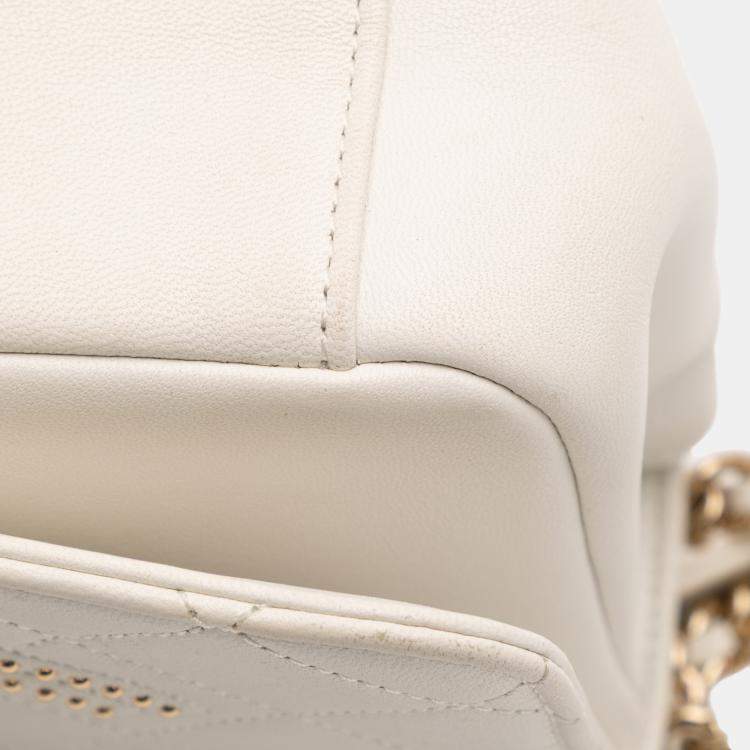 Pre Owned Chanel White Quilted Lambskin Studded Beauty Begins Flap
