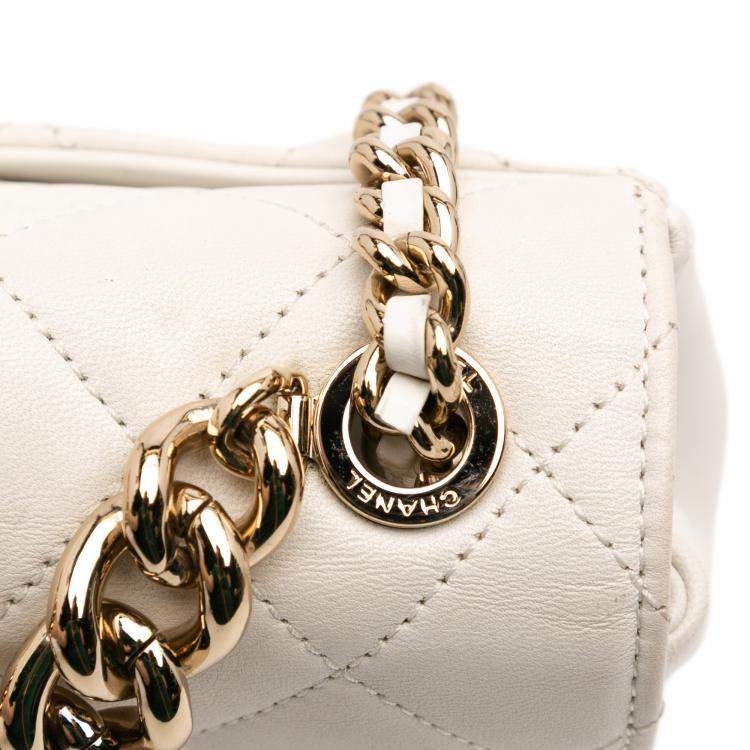 Pre Owned Chanel White Quilted Lambskin Studded Beauty Begins Flap