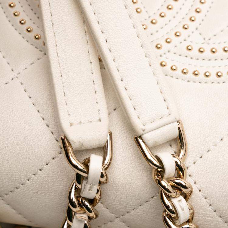 Pre Owned Chanel White Quilted Lambskin Studded Beauty Begins Flap