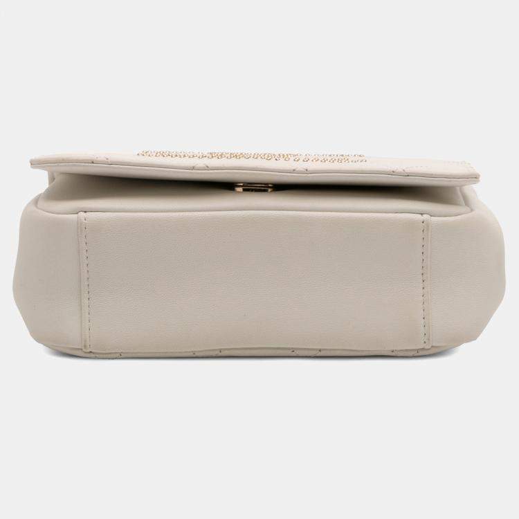 Pre Owned Chanel White Quilted Lambskin Studded Beauty Begins Flap