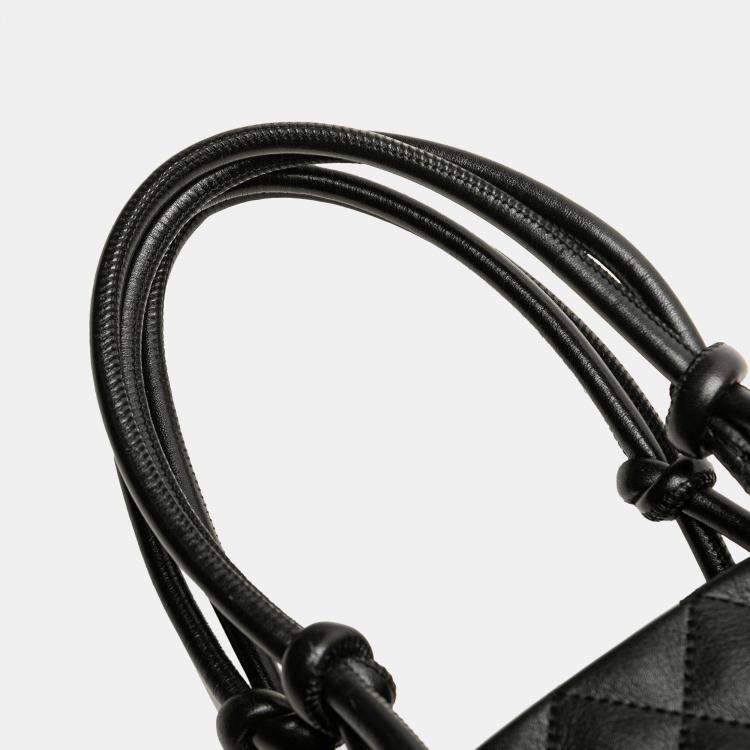 Pre Owned Chanel Black Small Quilted Lambskin Cambon Ligne Tote