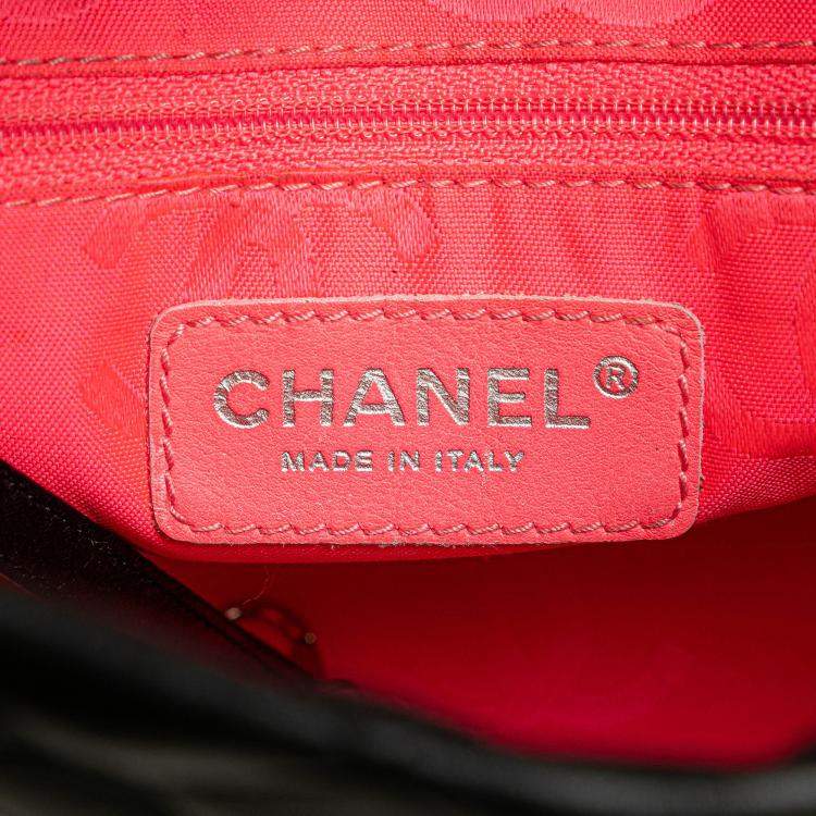 Pre Owned Chanel Black Small Quilted Lambskin Cambon Ligne Tote