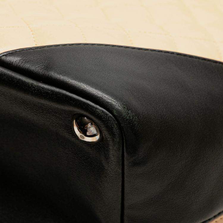 Pre Owned Chanel Brown Large Quilted Lambskin Cambon Ligne Tote
