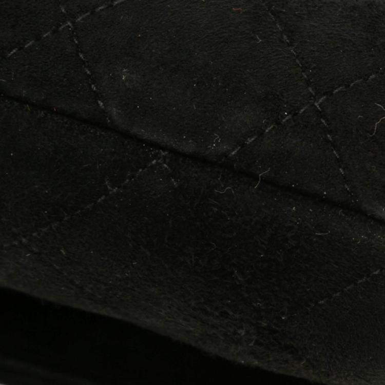 Pre Owned Chanel Black CC Quilted Velvet Flap