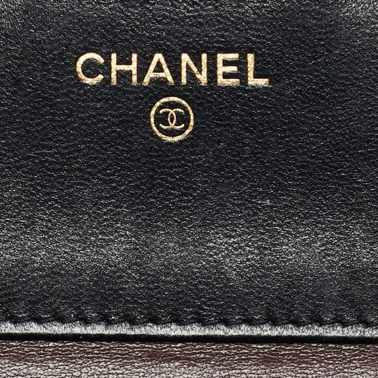 Pre Owned Chanel Black Quilted Leather CC Trifold Compact Wallet