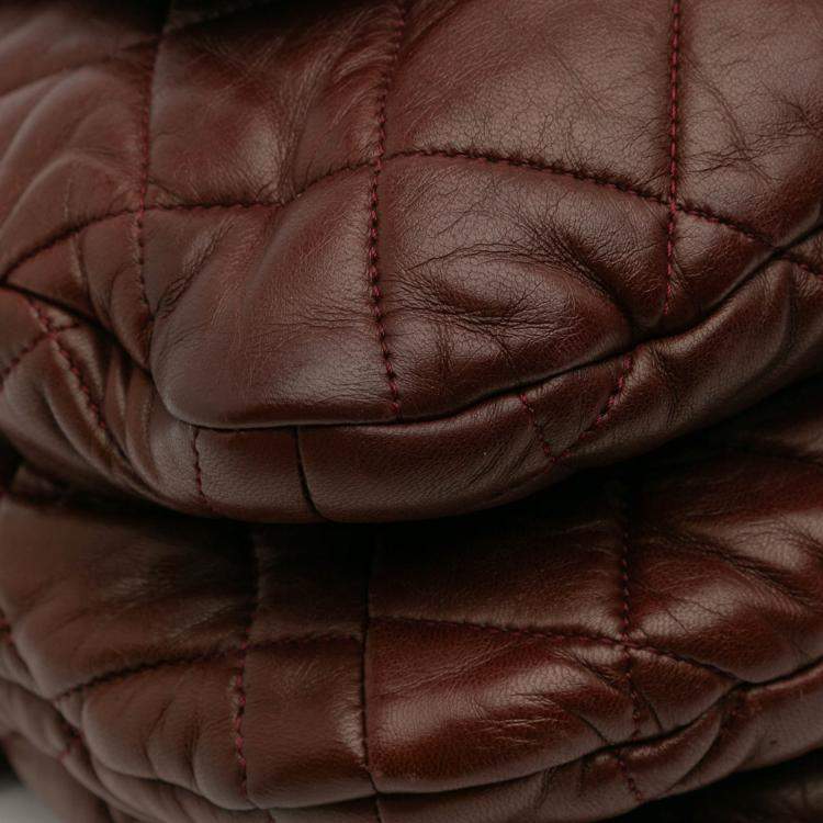 Pre Owned Chanel Red Maxi Quilted Lambskin 3 Tote Bag