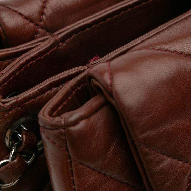 Pre Owned Chanel Red Maxi Quilted Lambskin 3 Tote Bag
