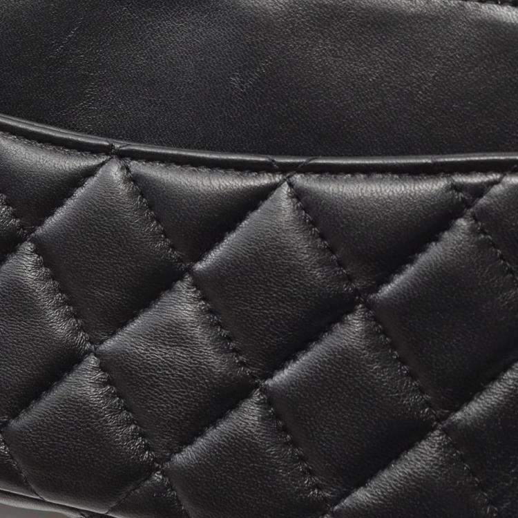 Pre Owned Chanel Black CC Quilted Lambskin Flap Phone Holder Wallet on Chain