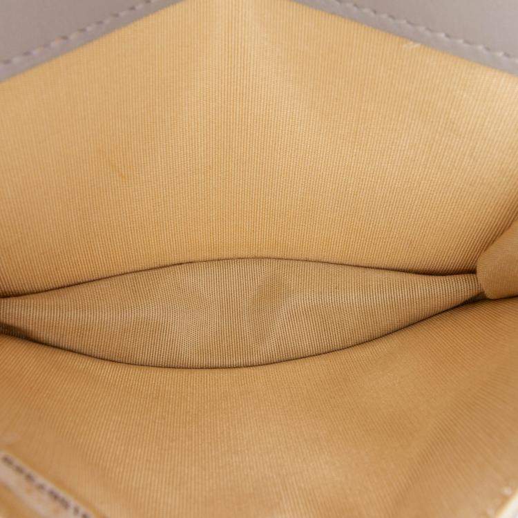 Pre Owned Chanel Grey Mini Lambskin Pearl Crush Clutch On Chain