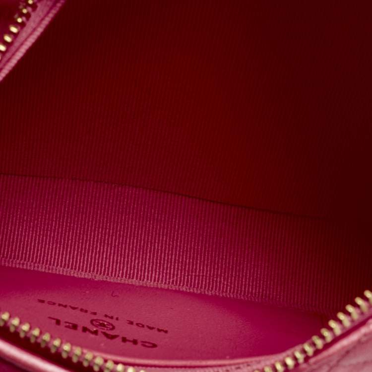 Pre Owned Chanel Metallic Pink Quilted Leather Charms Hobo