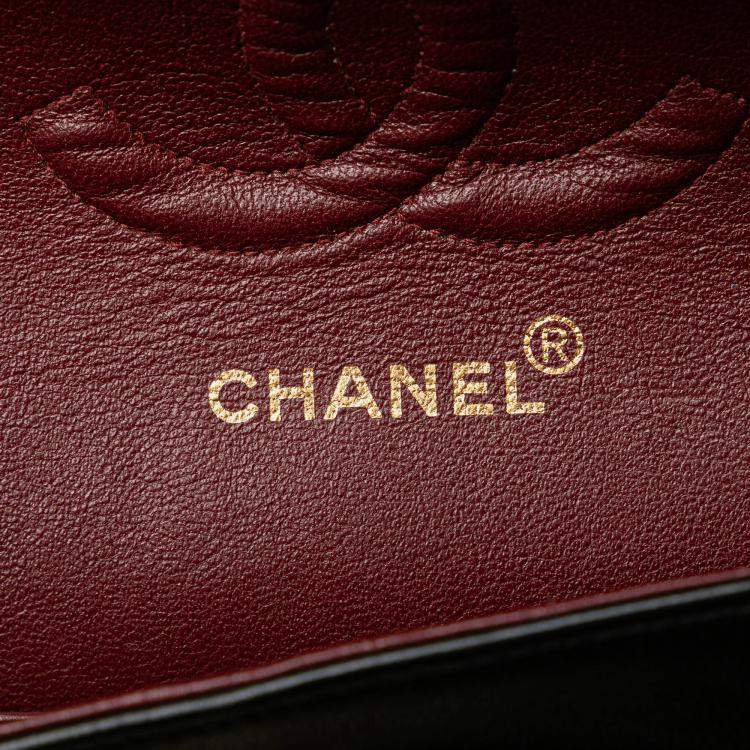 Pre Owned Chanel Black Medium Classic Lambskin Double Flap