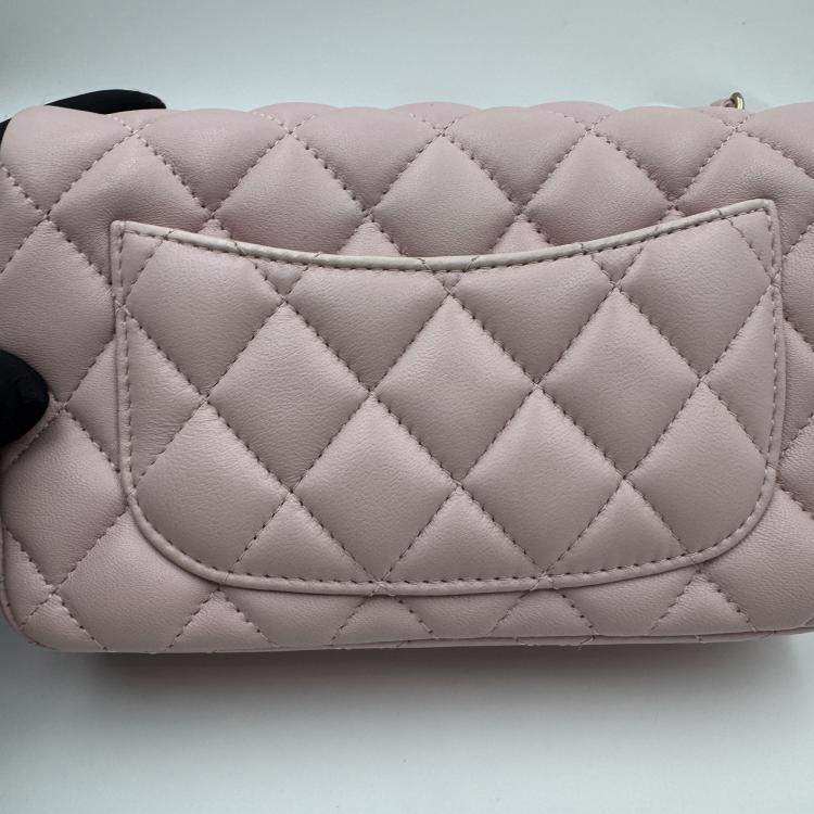 Pre Owned Chanel Pink Quilted Leather Mini Rectangle Classic Single Flap Bag