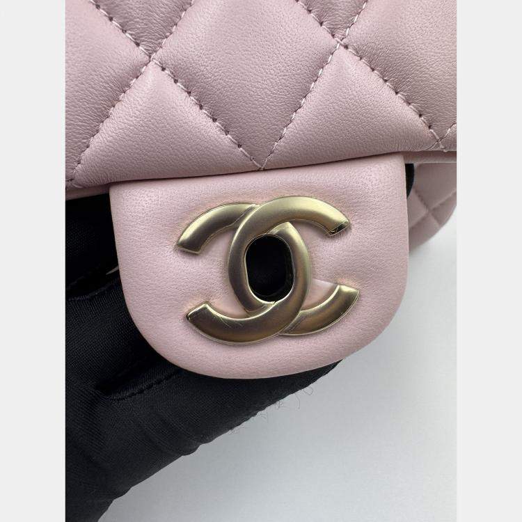 Pre Owned Chanel Pink Quilted Leather Mini Rectangle Classic Single Flap Bag