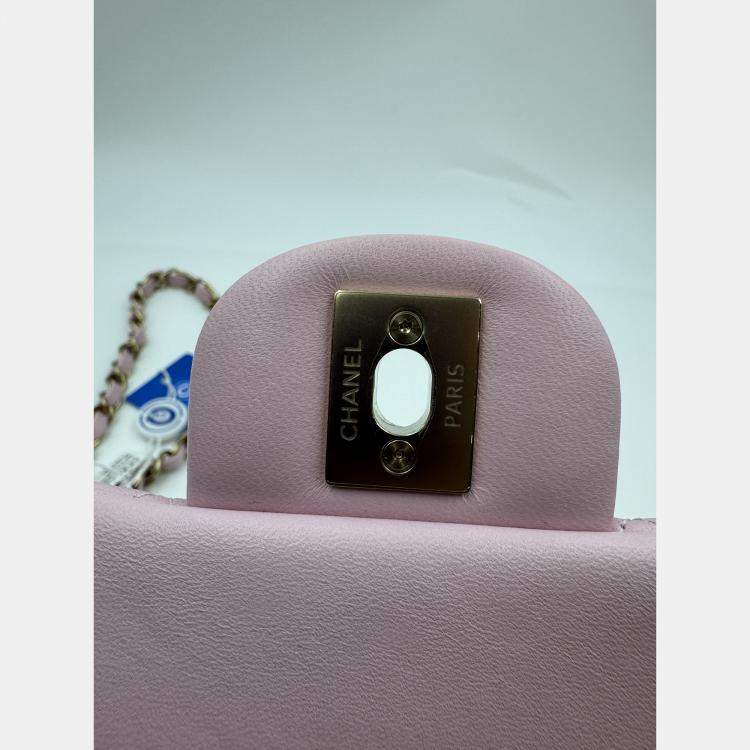 Pre Owned Chanel Pink Quilted Leather Mini Rectangle Classic Single Flap Bag