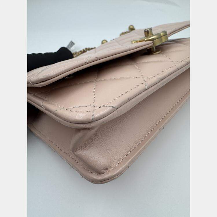 Pre Owned Chanel Beige Quilted Leather CC Wallet on Chain Bag